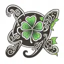 3 leaf clover with initial c c k Celtic font tattoo design idea