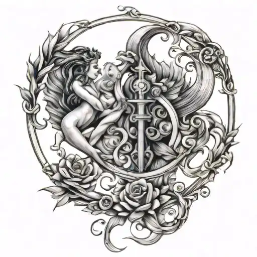 virgo Sagittarius scorpius libra together symbolizing tattoo design idea