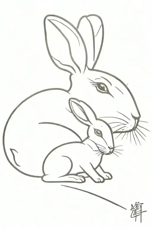 bunny, mom, lucky, depression hard times tattoo design idea