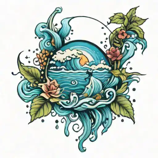 every drop of rain raises the ocean tattoo design idea