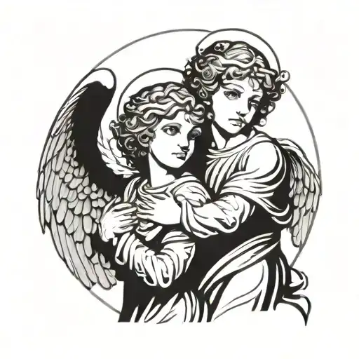 michael and raphael angels looking tattoo design idea