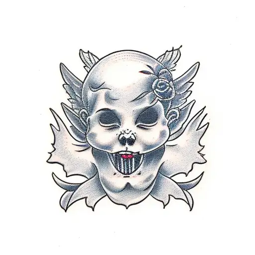 imp vs cherub tattoo design idea