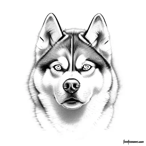 husky siberiano com notas musicais. tattoo design idea