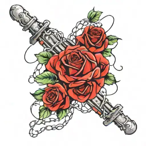 Barb Wire and Roses / cross  tattoo design idea