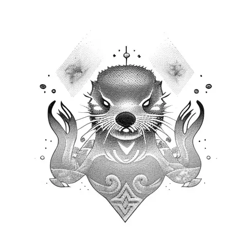 Diving otter tattoo design idea