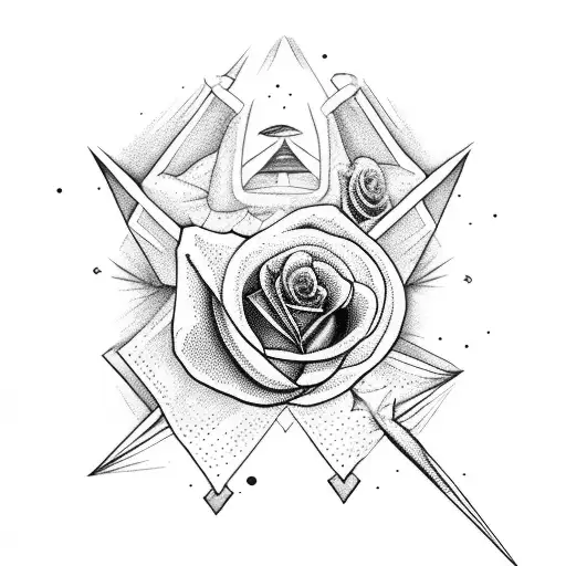 ballet dancer with rose pointing at the southern cross constalation tattoo design idea