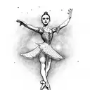 ballet dancer with rose pointing at the southern cross constalation tattoo design idea