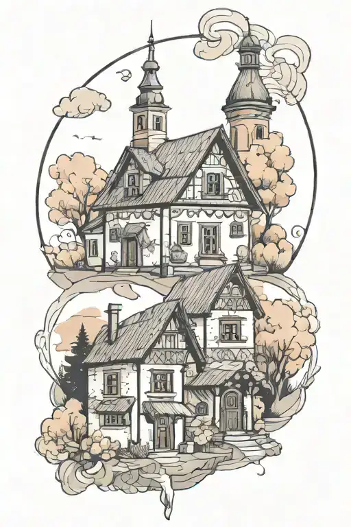 polish houses tattoo design idea