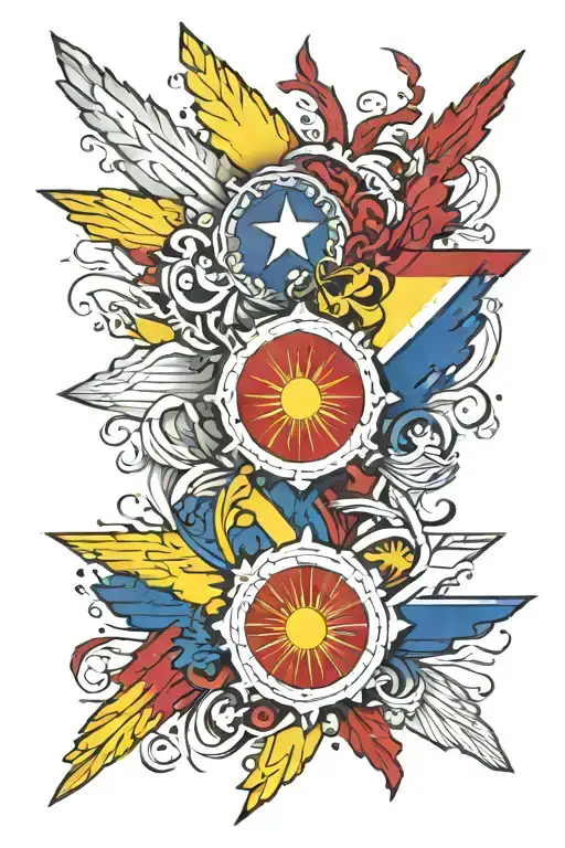 Filipino flag mixed tattoo design idea