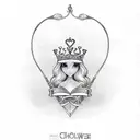 the name chloe with a heart and crown in cursive  tattoo design idea