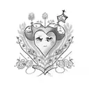the name chloe with a heart and crown in cursive  tattoo design idea