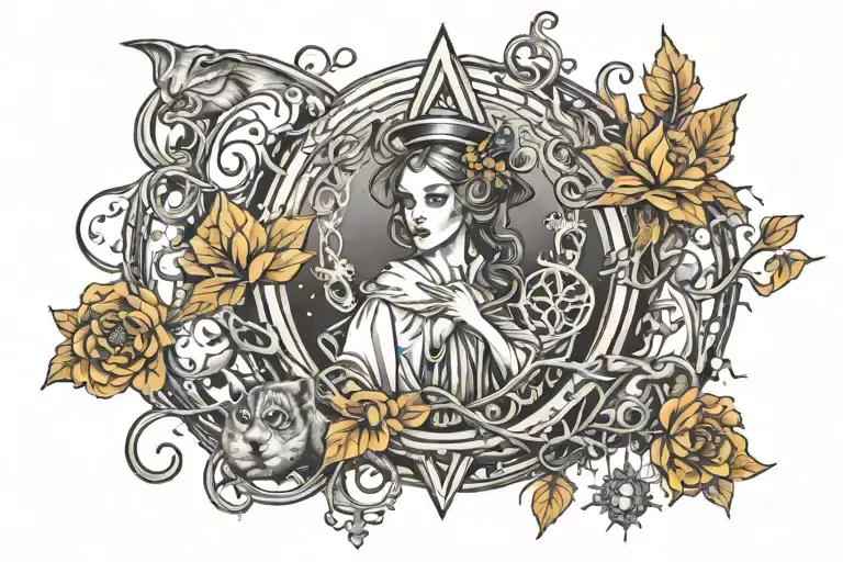witchy earthy gothic realism style tattoo design idea