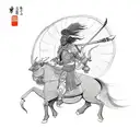 A sketch-style design featuring a Masai warrior riding a mythical creature from Chinese mythology tattoo design idea