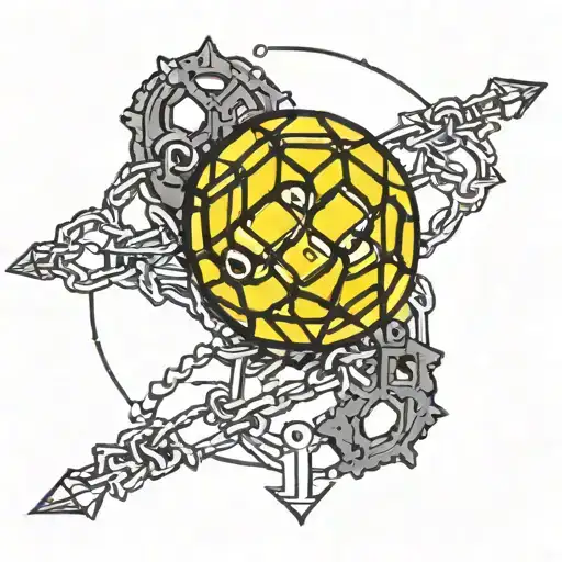 spikeball with spike chain wrapped tattoo design idea