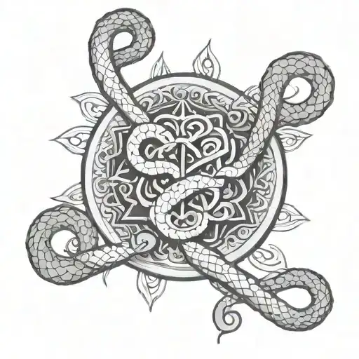 Stethoscope intertwined with a snake in a mandala design tattoo design idea