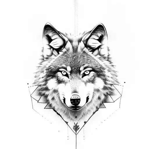 wolf with tow rabbits tattoo design idea