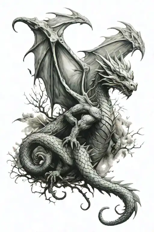 dragon and fairy tattoo design idea