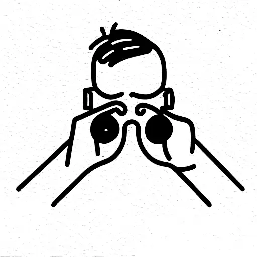 kid with binocular  tattoo design idea