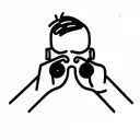 kid with binocular  tattoo design idea