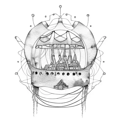 Watercolor jellyfish with a sunken ship in the background tattoo design idea