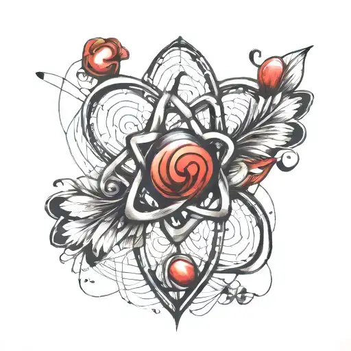 atom and heart made of fingerprints tattoo design idea