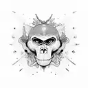 monkey skull with single lens tattoo design idea