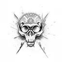 monkey skull with single lens tattoo design idea