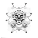 monkey skull with single lens tattoo design idea