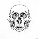 monkey skull with single lens tattoo design idea