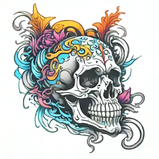skull soft shading tattoo design idea