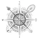 An ethereal compass rose adorned with sacred symbols and scriptures, embodying the idea of navigating through life with God as the ultimate guide. tattoo design idea