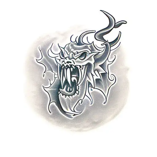 gambling demons dancing around satan tattoo design idea