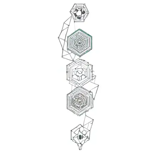 Geometric hexagon and a mandala mix full sleeve tattoo design idea