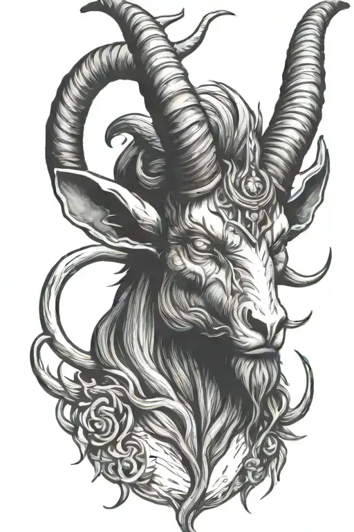 baphomet head tattoo design idea
