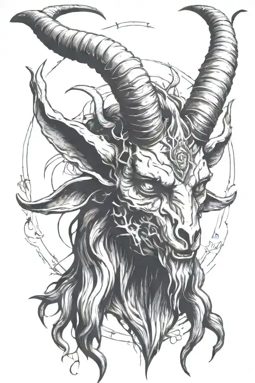 baphomet head tattoo design idea