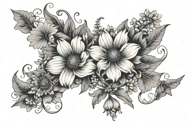 cuff tattoo design incorporating wild flowers tattoo design idea