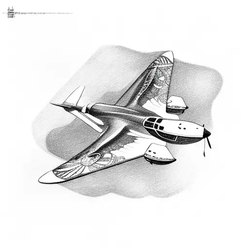 aeroplane and a swallow  tattoo design idea