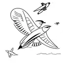 aeroplane and a swallow  tattoo design idea