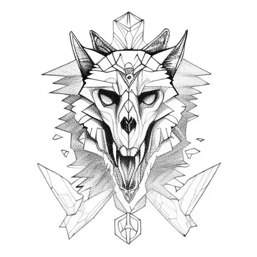 skull, wolf, tattoo design idea