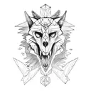 skull, wolf, tattoo design idea