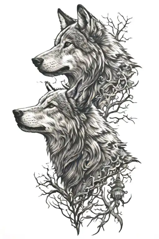howling wolf cover up tattoo design idea