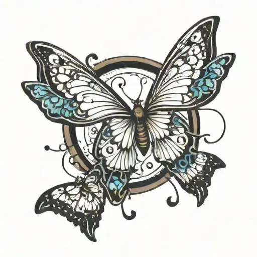 butterfly and baby foot prints halo made tattoo design idea