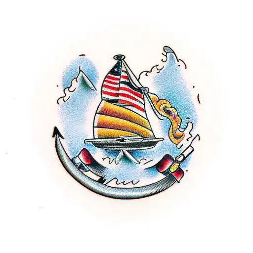 camp fire tattoo design idea