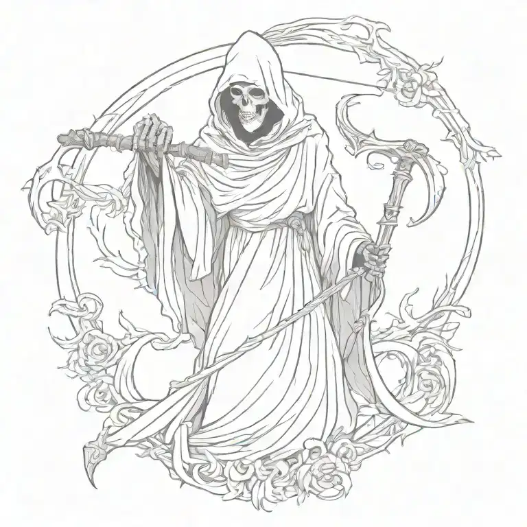 grim reaper holding scythe tattoo design idea