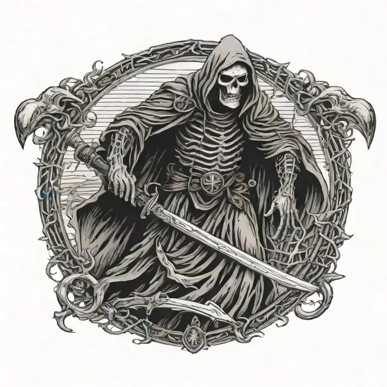 grim reaper holding scythe tattoo design idea