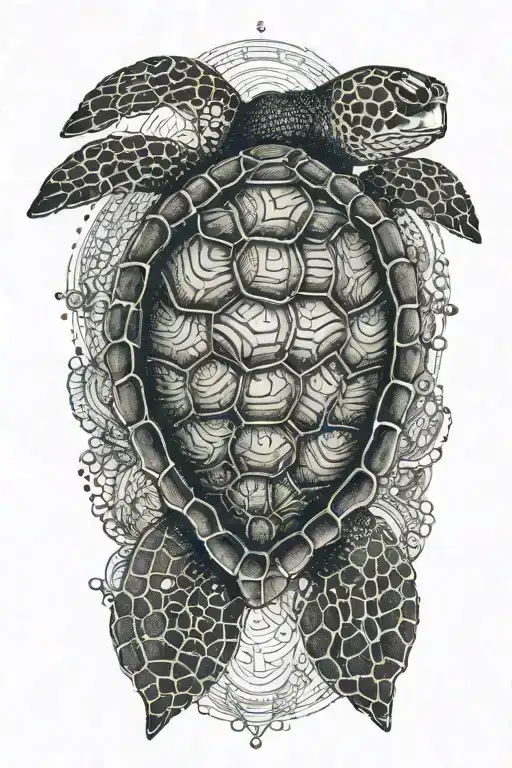 see turtle swimming tattoo design idea