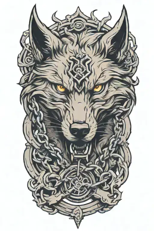 fenrir breaking chains tattoo design idea