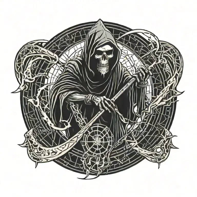 grim reaper holding scythe tattoo design idea