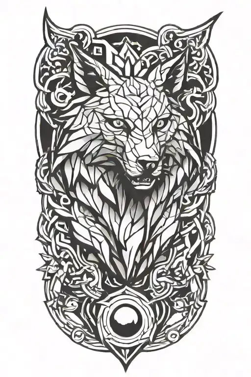 fenrir breaking chains tattoo design idea