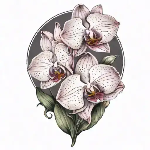 Pink orchids  tattoo design idea